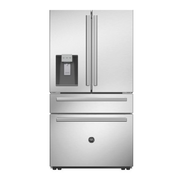 Bertazzoni - Refrigerador de acero inoxidable con puertas francesas de 36.